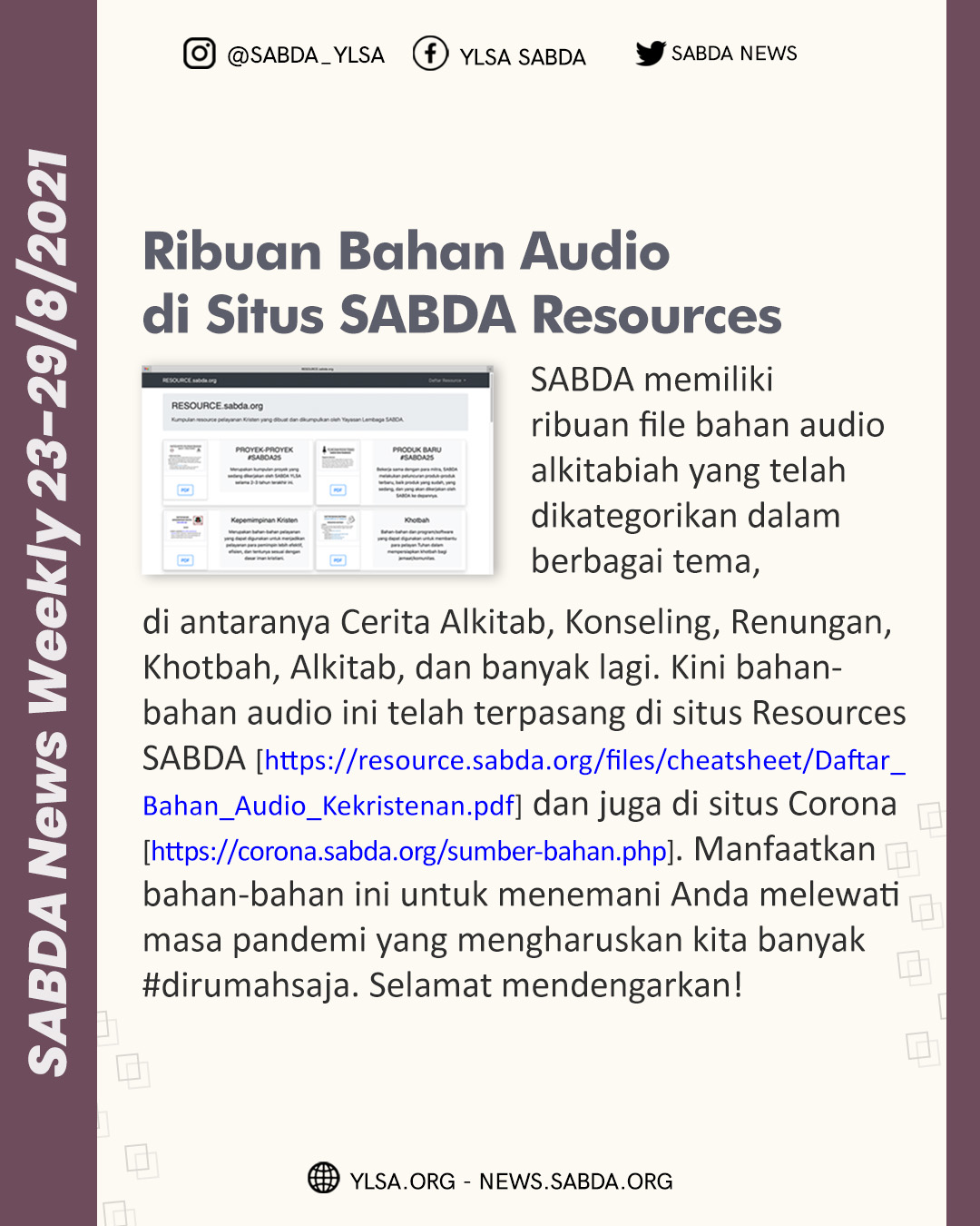 SABDA News Weekly