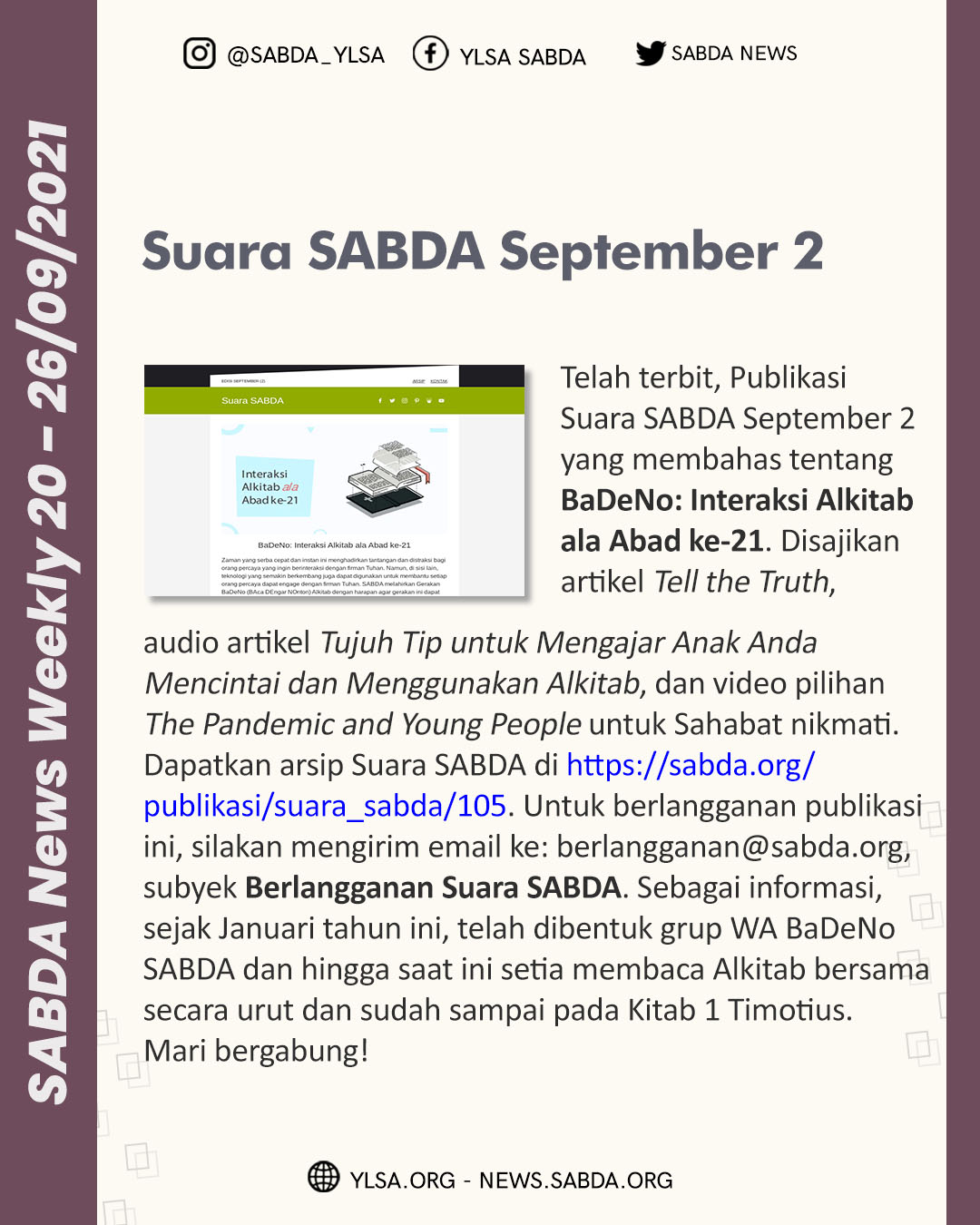 SABDA News Weekly