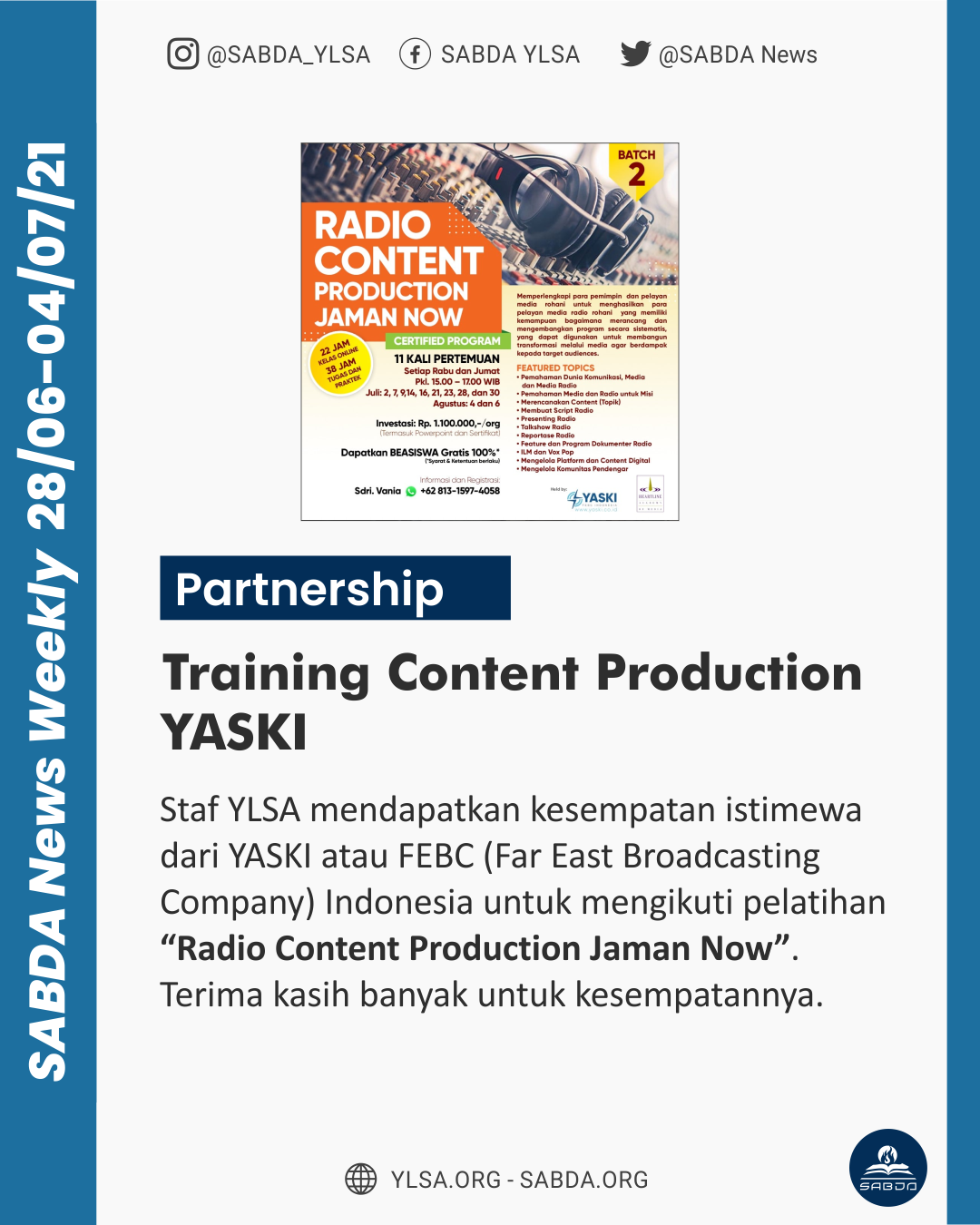 Training Content Production YASKI